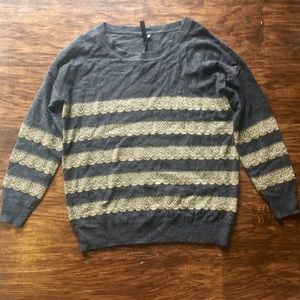 NWT Metallic Lace Pullover Sweater