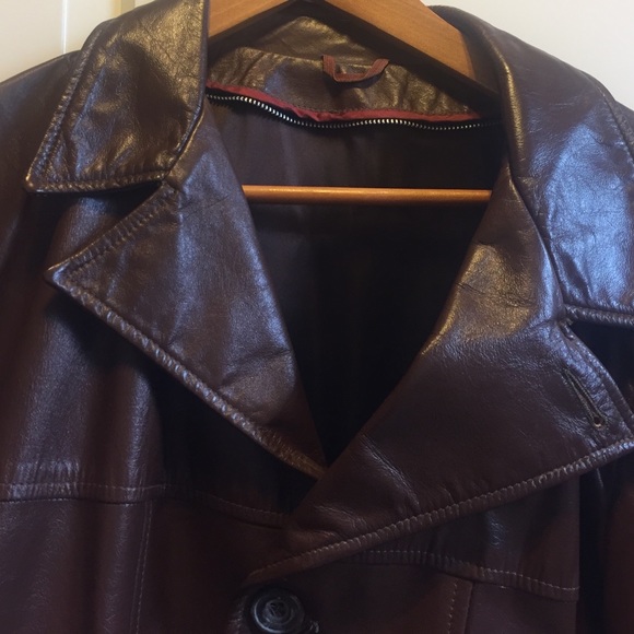 Vintage brown leather trench - Picture 2 of 4