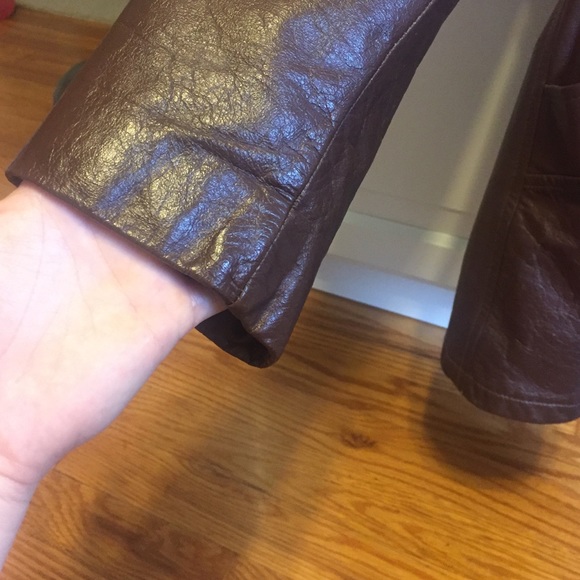 Vintage brown leather trench - Picture 3 of 4