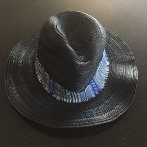 Rampage black straw sun hat