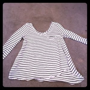 White with black stripes long sleeve shirt