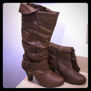 Brown leather boots