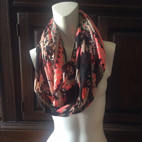 Coral Aztec Infinity Scarf - Picture 3 of 6