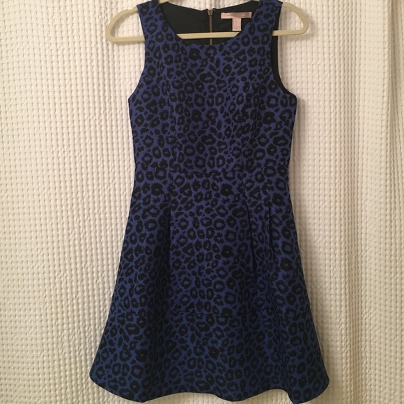 Blue and black leopard print dress