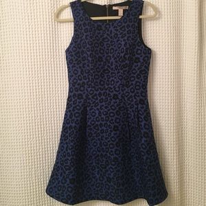 Blue and black leopard print dress