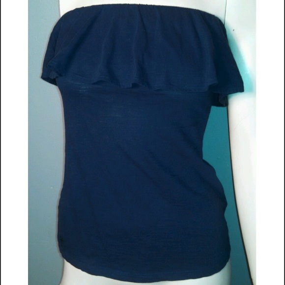 Lilly Pulitzer navy Pima cotton ruffled tube top