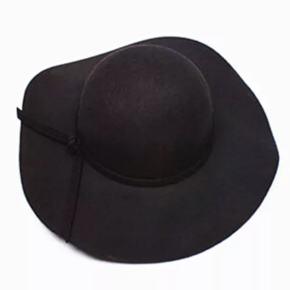 🎉HP🎉 Boho Wide Brim Felt HAT Grey Black Red Tan - Picture 2 of 3
