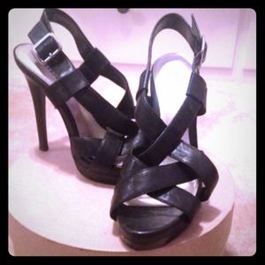 Never worn black strappy heels