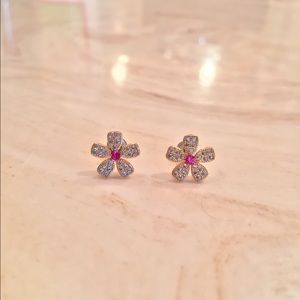 Flower earrings Betsey Johnson Cubic Zirconia