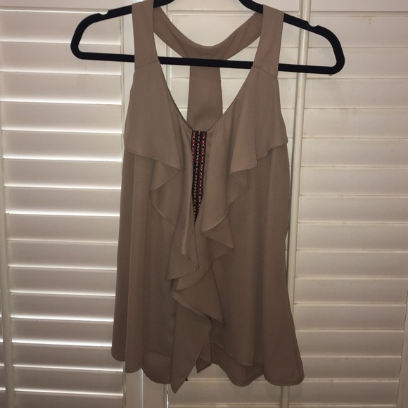 Tan tank with ruffle