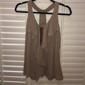 Tan tank with ruffle