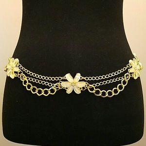 Gold Glit Jeweled Yellow Flower Belt