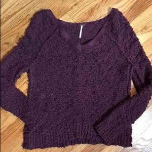 Free people "songbird" Boucle plum sweater size XS
