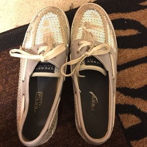 Sperry topsider silver bling size 6 1/2
