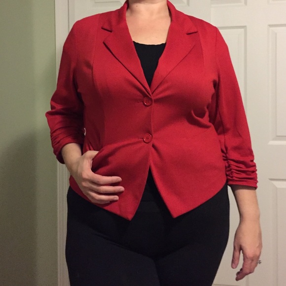 Jersey knit red blazer