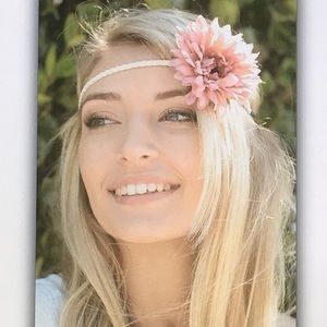 🌺Pink flower🌸braided elastic headband