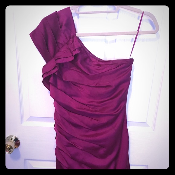 Express Raspberry One Shoulder Cocktail Dress - image 1