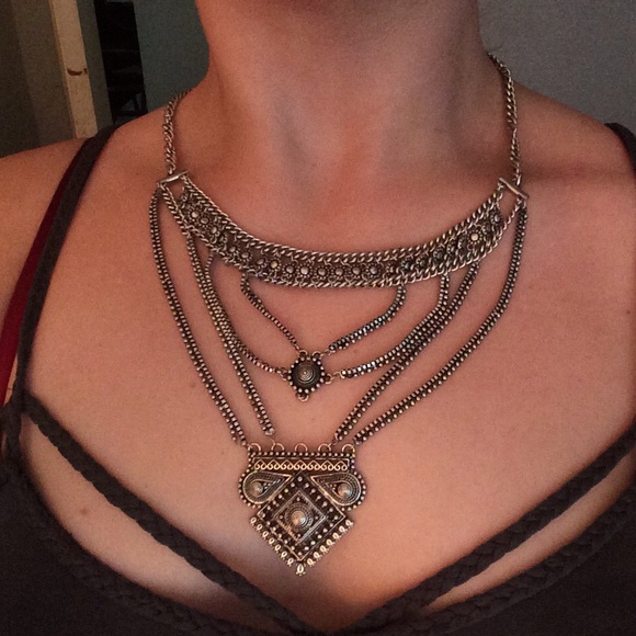 F21 silver aztec necklace - Picture 1 of 1