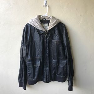 American Rag  Brown Hooded Faux Leather Jacket