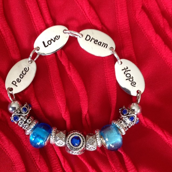 Love/ Peace/ Dream/ Hope Silver Bracelet