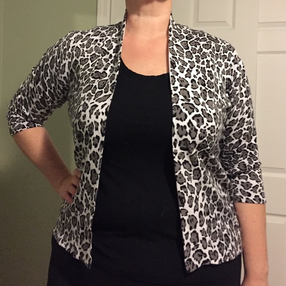 Black and gray leopard open cardigan