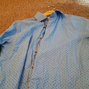 LONG SLEEVE DRESS SHIRT [SKY BLUE W/ NAVY DOTS]