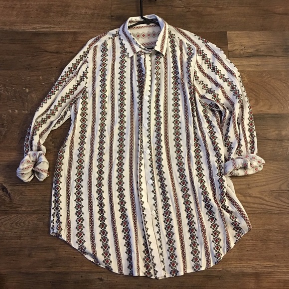 Paisley Longline Button Down Shirt