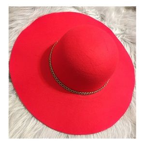 Luxe Red Hat w/ Gold Chain Hardware