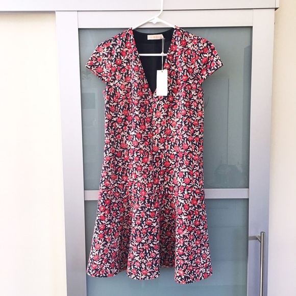 Tory Burch Cap Sleeve V-neck Dress