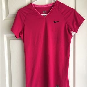 Magenta Nike Pro Short Sleeved Shirt