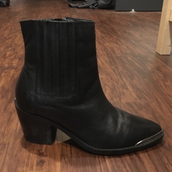 Black Leather Western Booties