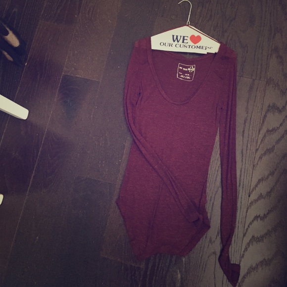 Free People "We the Free" Longsleeve Burgundy Top
