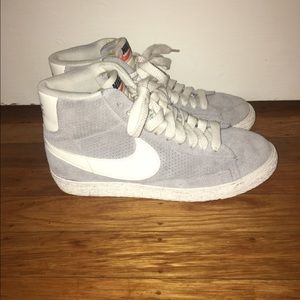 Gray, suede Nike Blazers