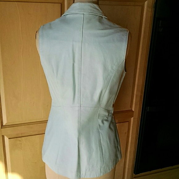 Pale blue Vakko leather vest - Picture 3 of 4