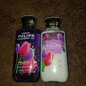 London Tulips & Raspberry Tea body wash & lotion