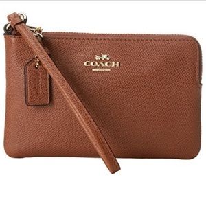 Coach Embossed - Corner Zip Wristlet In Leather