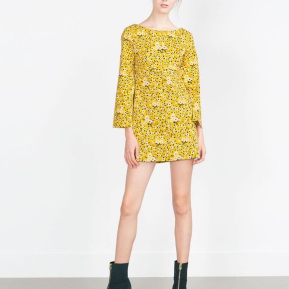 Zara 60's Yellow Floral Dress - Picture 2 of 3