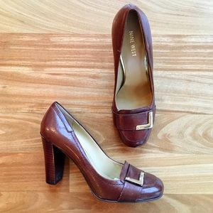 NWOT NINE WEST "Jobst" leather block heel pumps