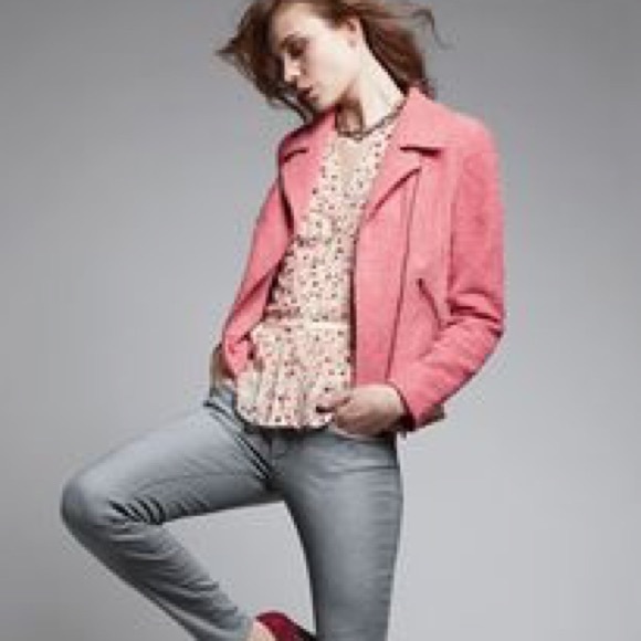 Hinge Pink Tweed Moto Jacket