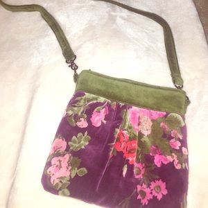 Velvet Floral Print Purse