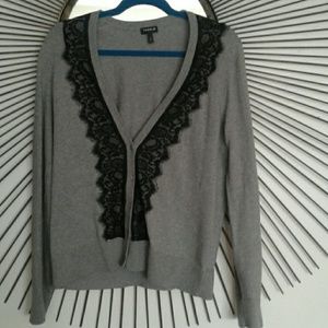 Torrid cardigan with lace embellishments