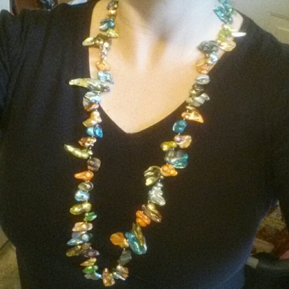 STUNNING multi-colored BAROQUE PEARL necklace