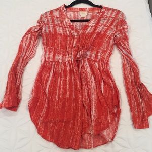 Maeve Anthropologie, Calic tunic, orange size 2