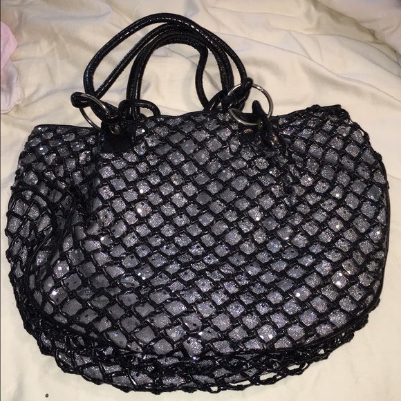 Silver Sequin Metallic Black Bag