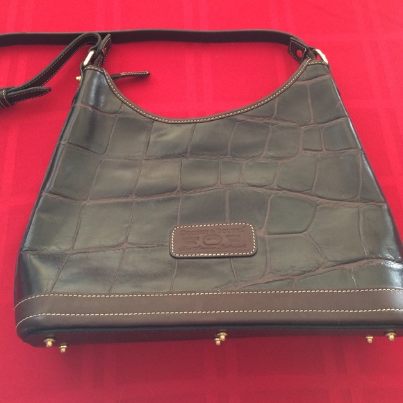 Dooney Bourke Dark Brown Croc Leather Shoulder Bag