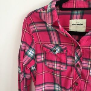 Abercrombie and Fitch Kids pink flannel