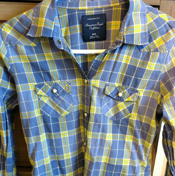 Button down shirt  (yelow and blue)