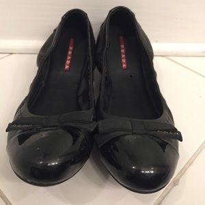 Prada black leather ballet flat