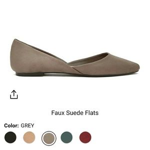 Grey Suede D'orsay Flats