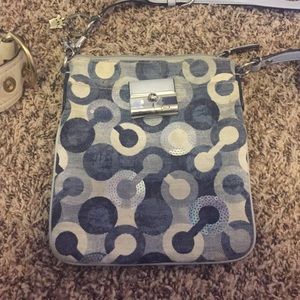 Coach denim cross body purse